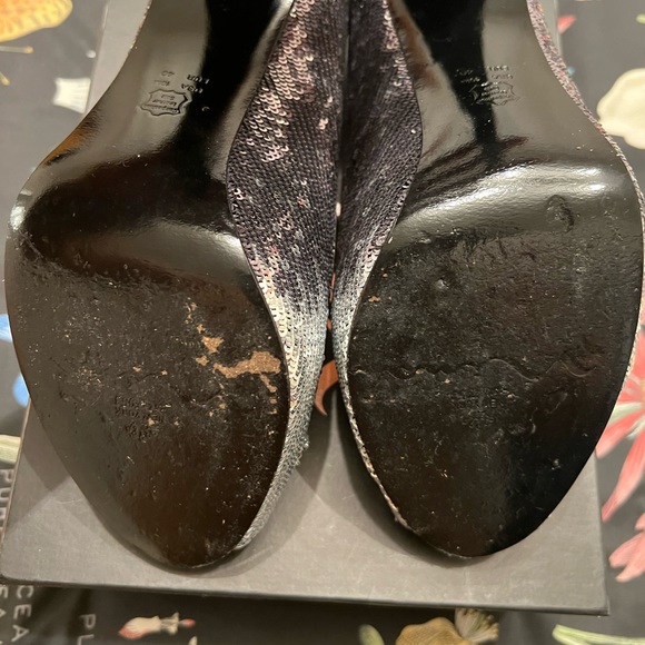 Last Chance!! PERFECT EVENING SHOE! Nina New York Pewter/Black heels, Sz 10 - Picture 4 of 6